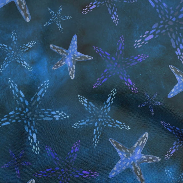 oneOone Rayon Blue Fabric Sea Sewing Craft Projects Fabric Prints By Yard 56 Inch Wide