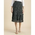 thumbnail image 3 of Moomaya Printed Layered Skirt For Women, Elastic Waist, Tiered Chiffon Midi Skirt, 3 of 8