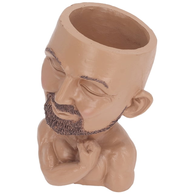 Macetero de Hombre Musculoso, Florero de Cara Masculina Bien Esculpido, Arte de Sala de Estar, De DecorAción del Hogar, 17 x 11 cm, Macetero de Cara de Hombre Con orificio de