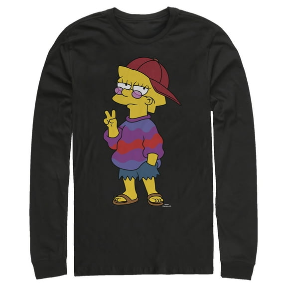 Men's The Simpsons Cool Lisa  Long Sleeve Shirt Black X Large