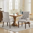 thumbnail image 2 of PAPROOS Upholstered Dining Chair, Chenille Fabric Tufted Dining Room Chair with Curved Solid Wood Legs, Modern Accent Dining Chair with Arm, Armchair for Kitchen, Living Room, Beige, 2 of 10