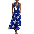 thumbnail image 2 of Dresses for Women 4th of July Sleeveless Deep V Neck Maxi Dress Summer Patriotic Button Flowy Long Sundress with Pockets Beach Vacation, 2 of 8
