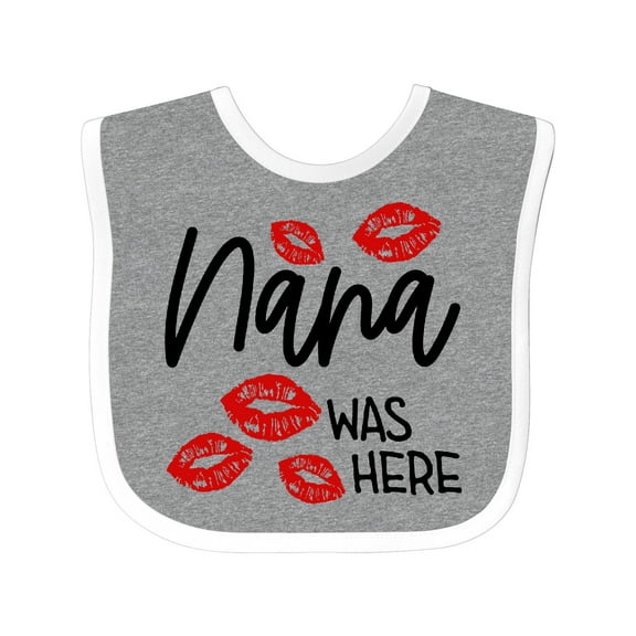 Inktastic Nana Was Here Red Kisses Boys or Girls Baby Bib