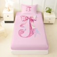 thumbnail image 3 of Manfei Pink Watercolor Bow Letter J Twin Sheet Sets for Girls, Cute Initial Bows Bedding, 3 Pieces, 3 of 5