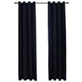 thumbnail image 5 of vidaXL Blackout Curtains with Rings 2 pcs Navy Blue 54"x84" Velvet, 5 of 30