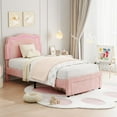 thumbnail image 6 of Twin Upholstered Bed Frame with Storage Drawer & Smart LED, Velvet Princess Platform Bed with Adjustable Headboard, Wood Slats Support, No Box Spring Needed, (Pink with Drawer), 6 of 7