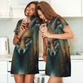 thumbnail image 4 of Fotbe Vintage Pattern Fox Bata de Dormir para Mujer con Estampado, Camisón de Algodón de Manga Corta, Ropa de Dormir Casual, 4 of 6