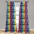 thumbnail image 5 of Ambesonne Colorful Curtains, Diagonal Houndstooth, Pair of 28"x63", Multicolor, 5 of 5