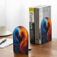 thumbnail image 5 of KLL Red And Blue Abstract Print Wood Book Ends for Shelves,1 Pair Wood Bookends Book Holder Stand Decorative, Book Stoppers for Heavy Duty Books CD File Video Games, 5 of 8