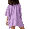 thumbnail image 5 of Wyongtao Women's Two Piece Outfit Short Sleeve V-Neck Pullover with Shorts Tracksuit Sleepwear Set,Purple S, 5 of 5