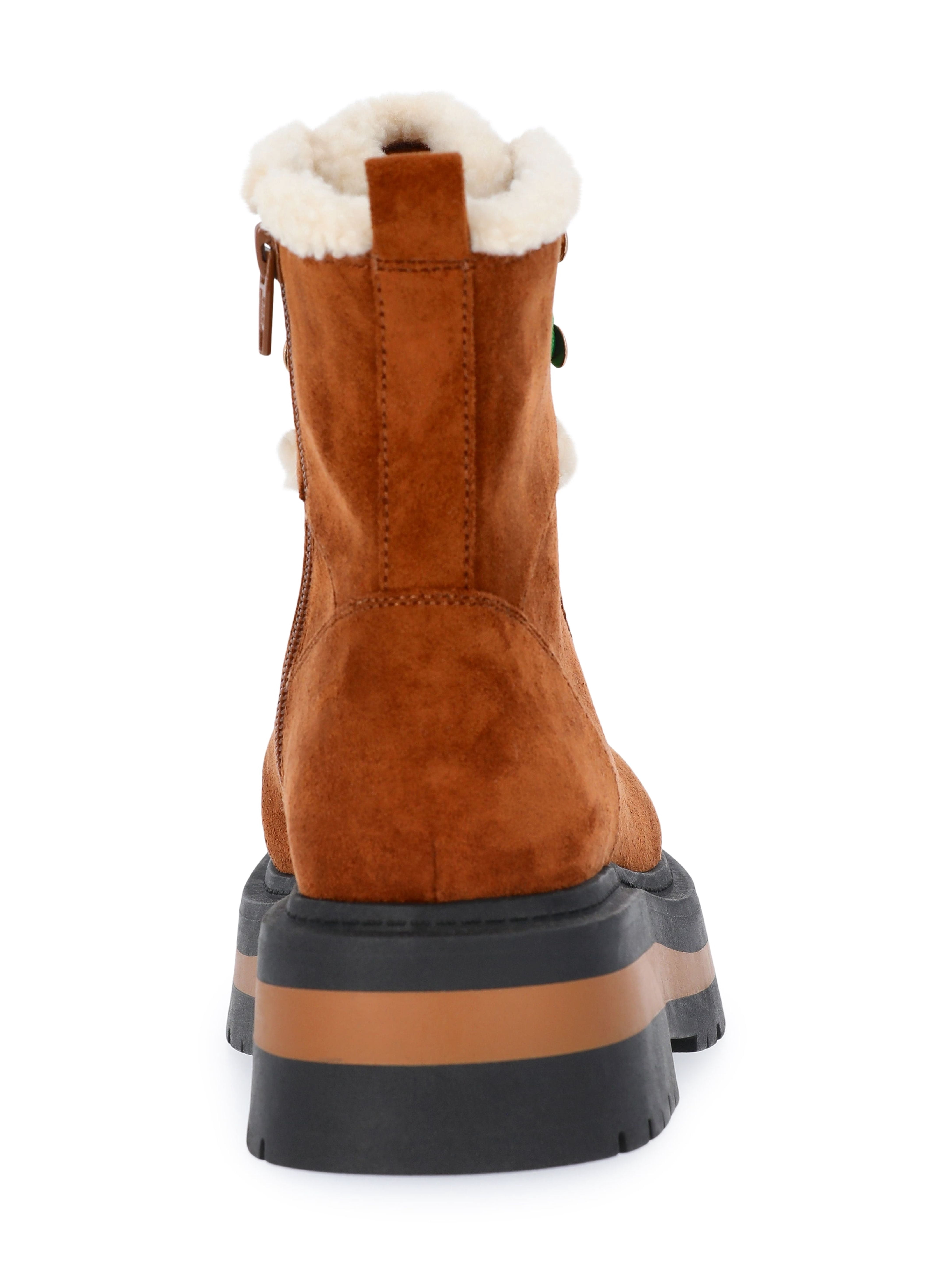 Free Assembly Women's Lace-Up Faux Shearling Booties