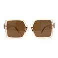 thumbnail image 2 of Womens Sharp Square Rectangular Minimal Butterfly Sunglasses Beige Brown, 2 of 4