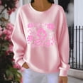 thumbnail image 5 of LEKWK Breast Cancer Sweatshirt for Women Ribbed Print Casual Drop Shoulder Tops Fall Long Sleeve Cozy Crewneck Sweatshirt Breast Cancer Awareness, 5 of 6
