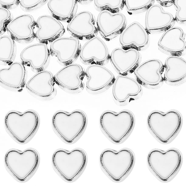 Kit para hacer pulseras de 100 piezas, cuentas espaciadoras de corazón, cuentas espaciadoras para hacer joyas