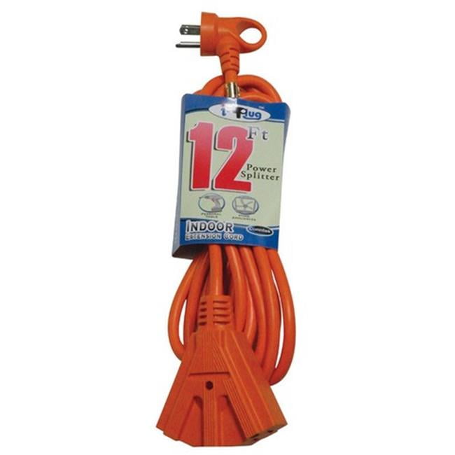 Conntek  Triple Outlet Cord  14/3 SJT  12 ft. L Orange
