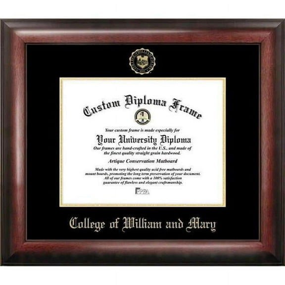 Campus Images VA991GED-1310 10 x 13 in. College of William & Mary Gold Embossed Diploma Satin Mahogany Frame
