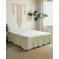 thumbnail image 2 of Green Floral Wrap Around Bed Skirts for Queen Bed 16" Drop, Bed Skirt with Adjustable Elastic Belt Dust Ruffle Bed Valance for Bedroom Hotel Luxury Vintage Rustic Botanical Spring Bed Frame Cover, 2 of 7
