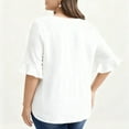thumbnail image 5 of YUGYXL Women's Loose Fit Plus Size Tops Ruffle 1/4 Sleeve Blouse V Neck Pleated Front Button Down Shirts Casual Tunic White XXXL, 5 of 5