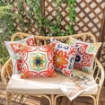thumbnail image 6 of Outdoor Waterproof Throw Pillow Covers for Patio Furniture Decorative Boho Pillow Covers 18x18 Floral Printed for Patio Tent Couch Garden Set of 4,Orange, 6 of 6