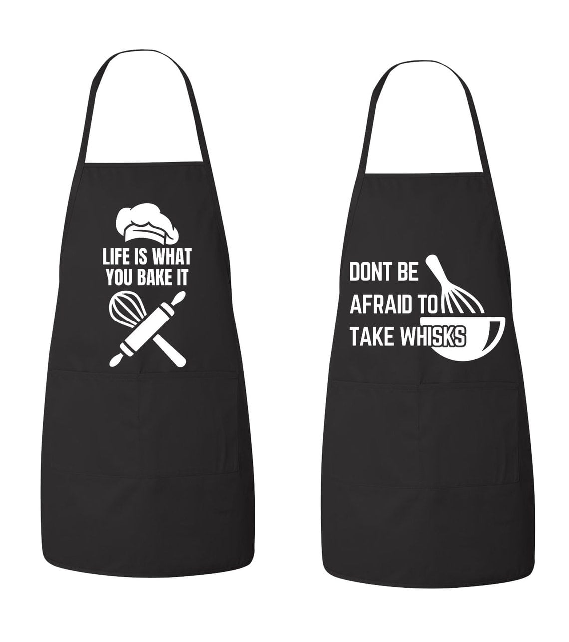 Matching His and Hers Apron Set - Life is what you bake it, dont be afraid to take whisks - Matching Couples, Wedding