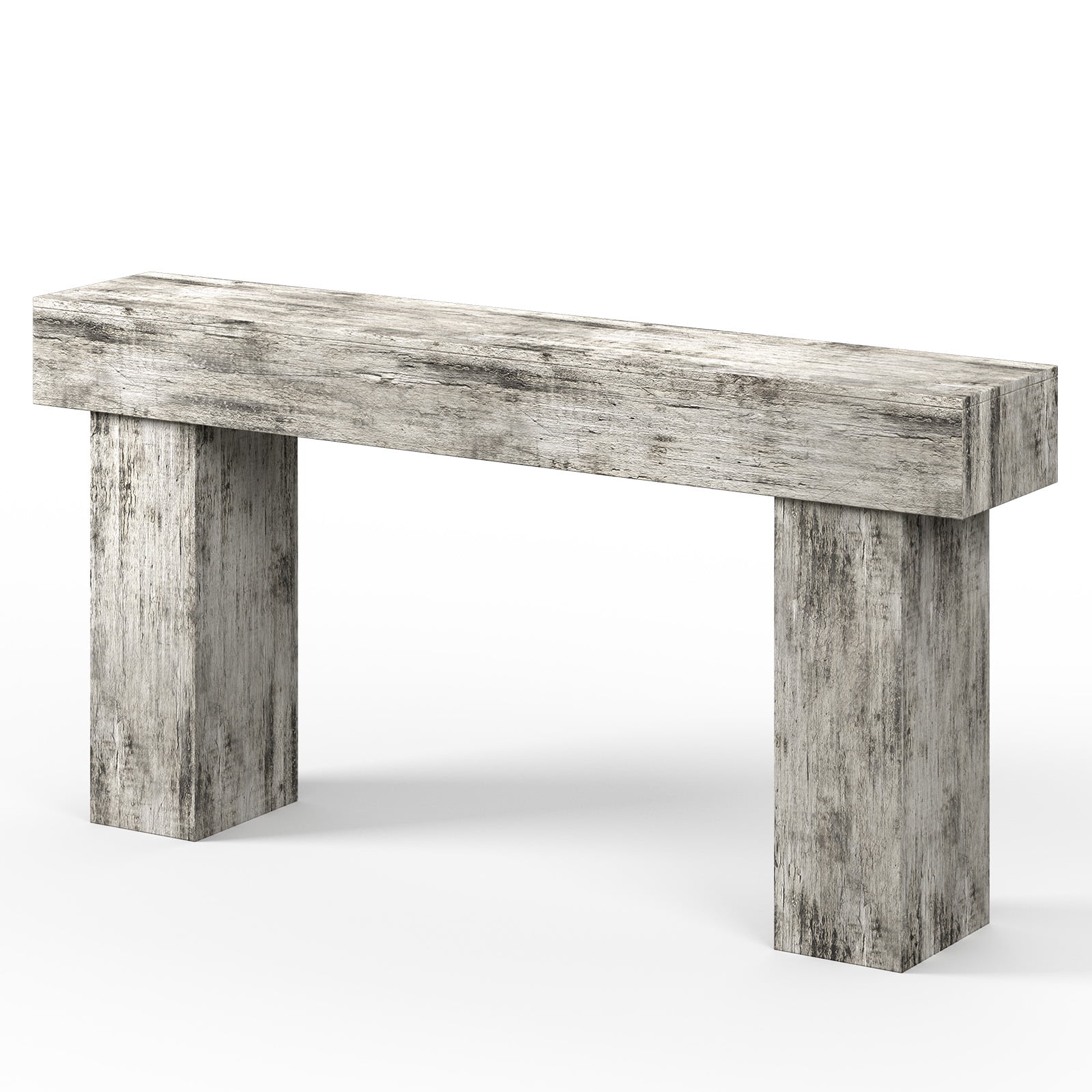 Doubleslee 63 Inch Long Entryway Table, Farmhouse Wood ConsoleTable Behind Couch, Industrial Hallway Accent Table for Living Room（Farmhouse White)