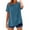 Light Blue, variant on Lenpel Women's Summer Tops Short Sleeve Crew Neck Button Front Tunic Tee Shirts Casual Loose Blouses with Pocket