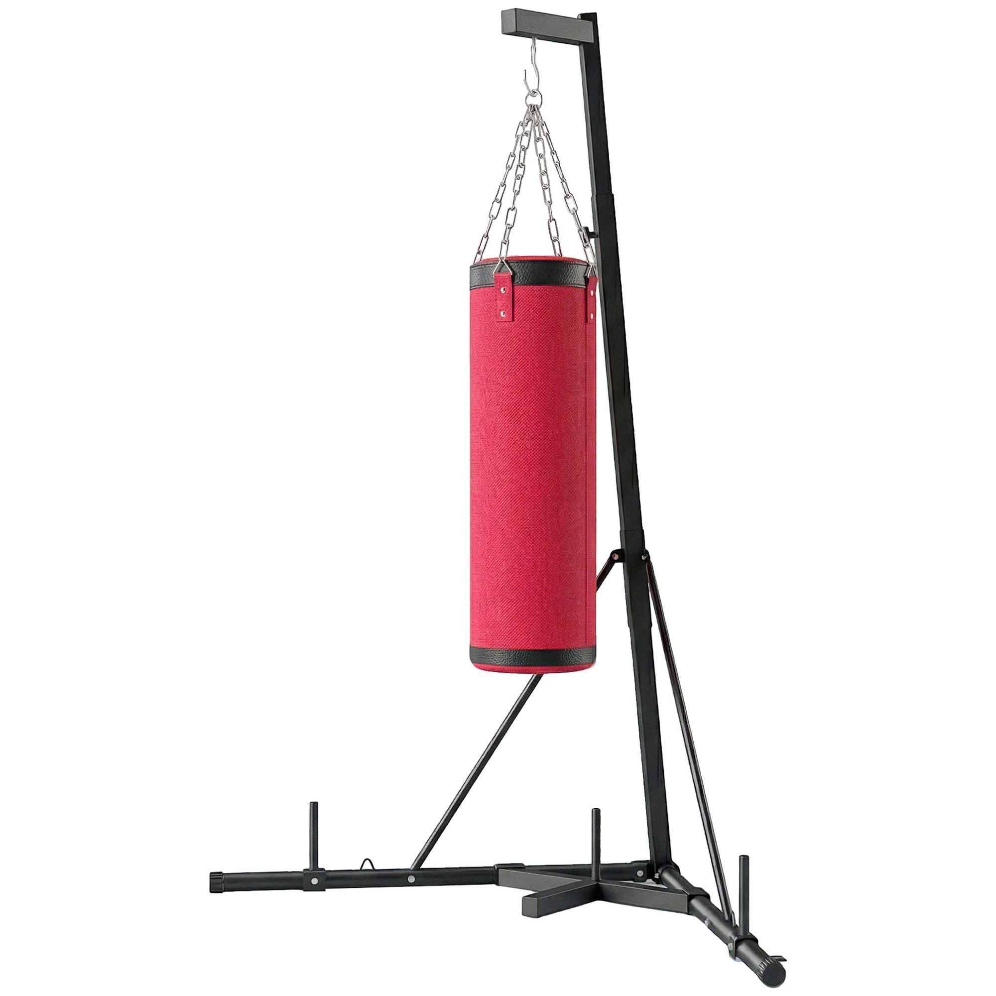 Dranite Speed Bag & Stand Combo, 72.8"-90.9" Adjustable Freestanding Punching Bag Set with Canvas Heavy Bag, Red