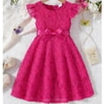 thumbnail image 5 of ZHOGXU Toddlers Kids Girls Lace Dress Summer Flying Sleeves Round Neck Solid Color Elegant Comfortable Dresses For Daily Wear And Party,Hot Pink,4-5 Years, 5 of 8