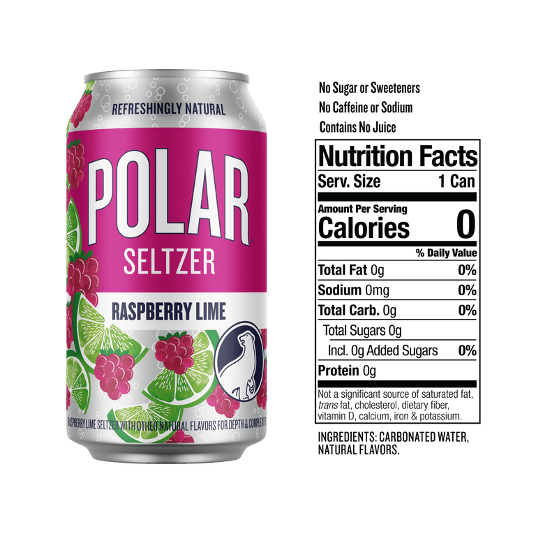 Polar Seltzer Raspberry Lime Sparkling Water, 12 fl oz, 18 Pack photo 2