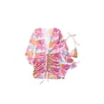 thumbnail image 2 of TRKIYQC, 3 uds., trajes de baño para mujer, sujetador Halter con relleno de Color en contraste con amarre para adultos, vestido de manga larga con cuello en V y Tanga TRKIYQC moderno, 2 of 6