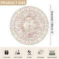 thumbnail image 2 of 6' Diameter Traditional Area Rugs for Living Room, Non-Slip Indoor Thin Carpet for Bedroom, Foldable Persian Medallion Rugs,Pink, 2 of 5