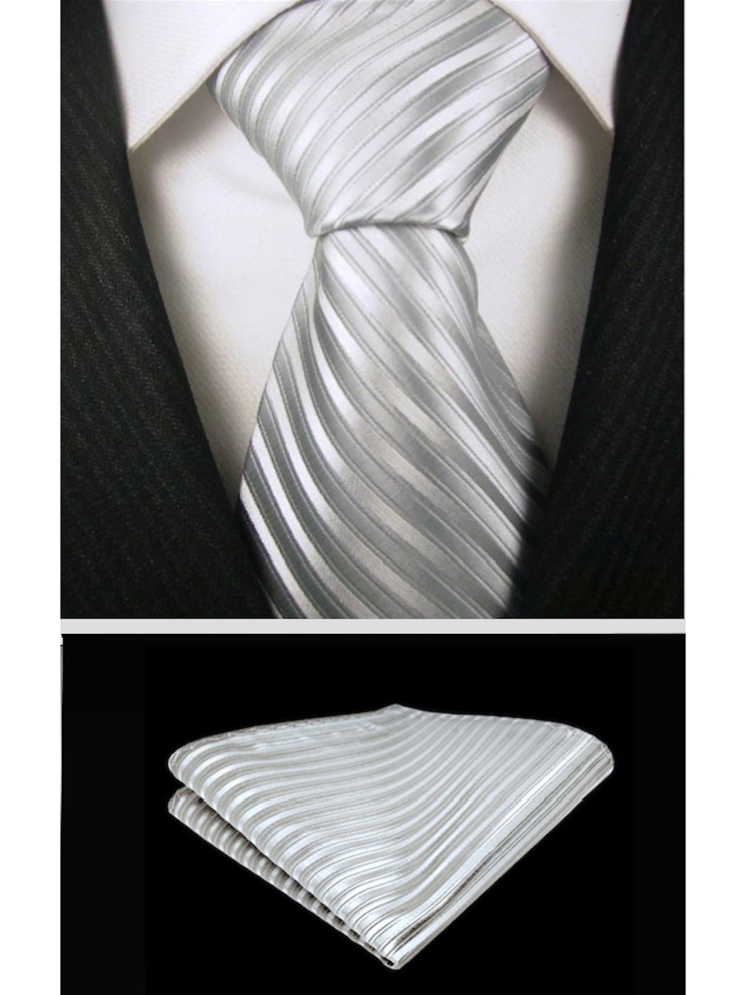 Scott Allan Collection Silver Necktie & Pocket Square Tie Set Gray