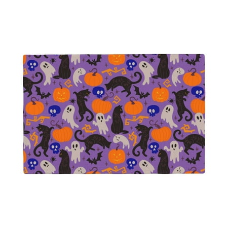 

Table Placemats Set of 6 - Halloween Black Cats 12x18 In Faux Linen Double Heat Resistant Place Mats Cloth Indoor/Outdoor Placemats Washable Table Mats for Dining Kitchen Party