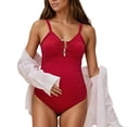 thumbnail image 3 of Gyexs Maternity Womens One Piece Swimsuit Ruched Front Keyhole Bathing Suit Adjustable Straps #03 Watermelon Red, Size L, 3 of 6
