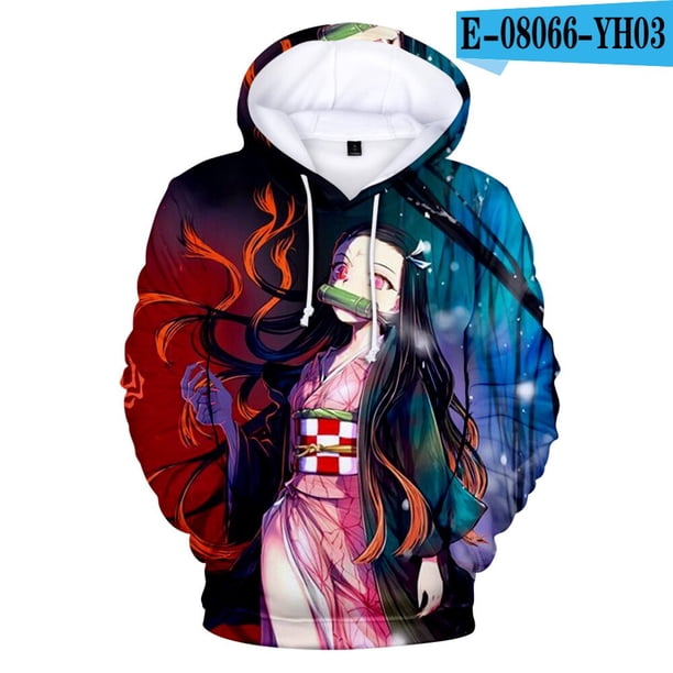 Sudaderas con capucha de Demon Slayer para Halloween, chaqueta informal para niños y adultos, tamaño Kamado Tanjirou Nezuko, jersey de Cosplay Unisex08XXXL Deng Xun unisex