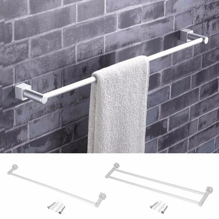 Wide Double Towel Bar - M.way Aluminum Bathroom Double Towel Rail Rack Holder 2 Bar Hanger Wall Mount Shelf