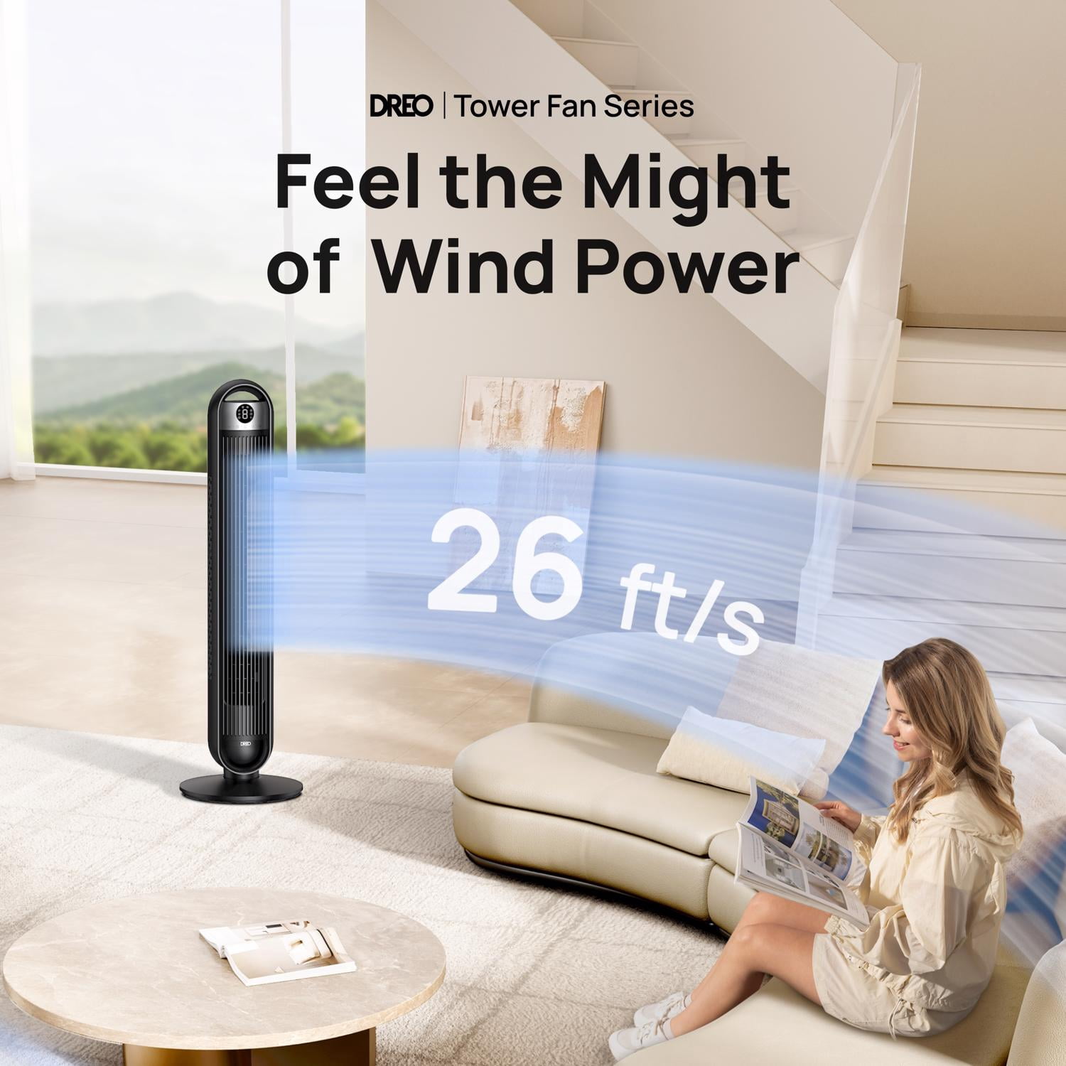 Dreo 36 in. H 6 speed Oscillating Digital Tower Fan With Remote Remote Control