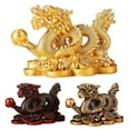 Chinese Auspicious Dragon Figurine Resin Sculpture Feng Shui Home