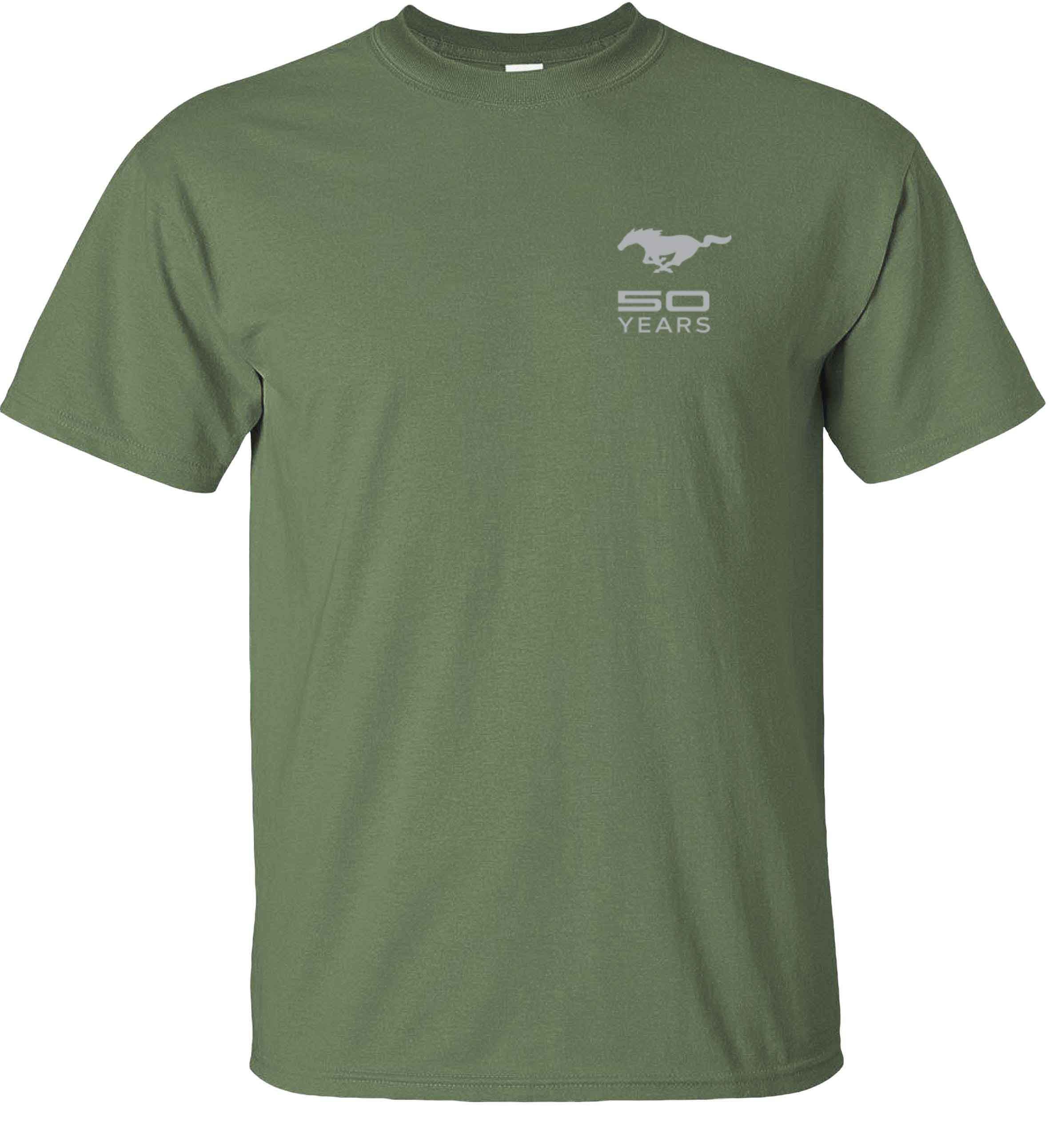 Fair Game Mustang 50 Years Grey Cobra Ford T-Shirt-Military Green-M