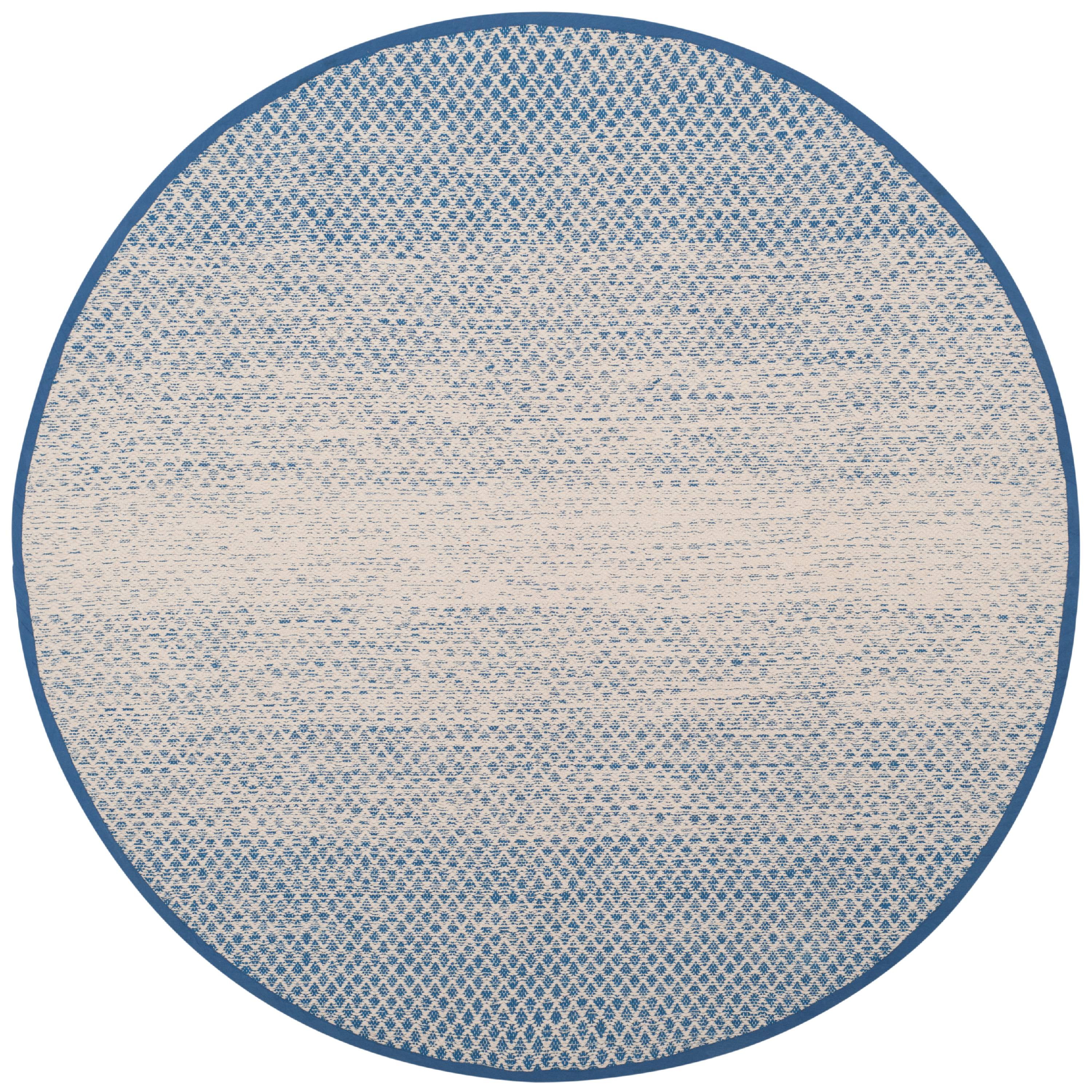 SAFAVIEH Montauk Vaughn Geometric Cotton Area Rug, Blue/Ivory, 6' x 6' Round