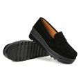 thumbnail image 4 of Ruitaoo Women's Slip On Platform Loafers Comfort Suede Wedge Shoes Low Top Moccasins Black 41, 4 of 6