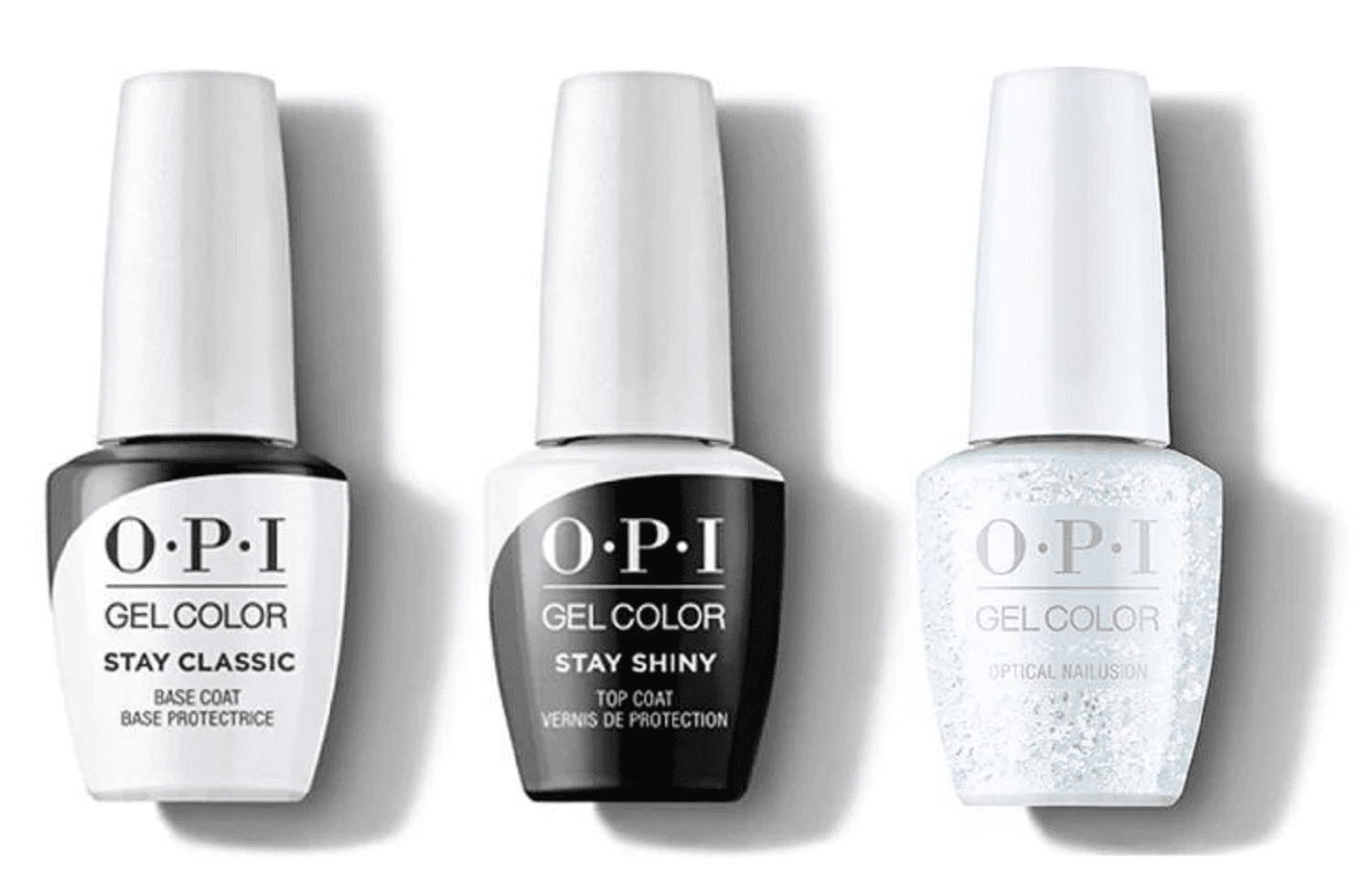 OPI Nail Gelcolor Stay Classic Base, Shiny Top & Optical Nailusion GC