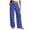 Blue, variant on ATOYSOY Spot Print Solid Color Linen Pants Women Double Waist Drawstring Side Patch Pocket Breathable Woven Trousers For Outdoor Travel Beach Everyday Casual Bottoms