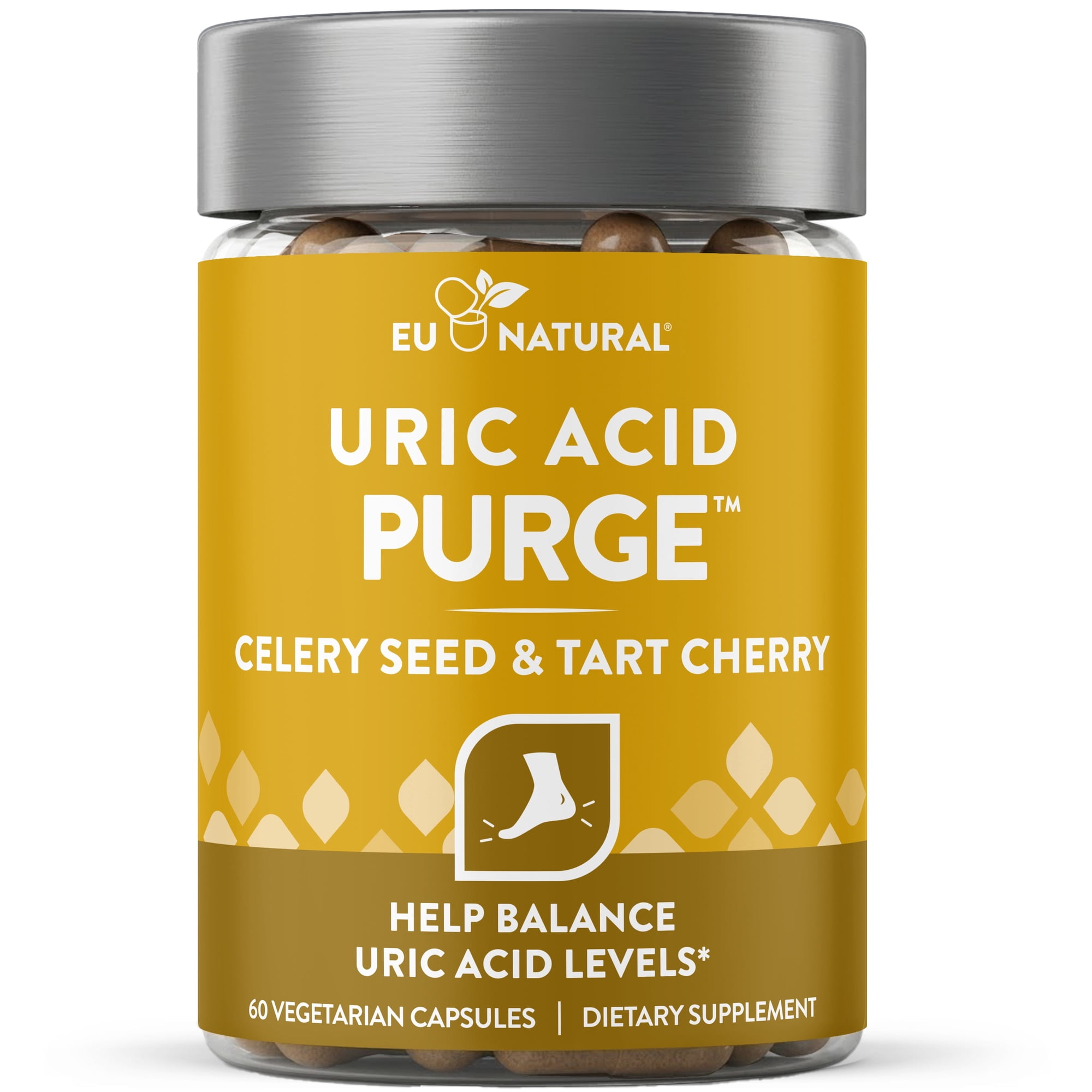 Eu Natural Purge Uric Acid Flush – Celery Seed Extract, Tart Cherry & Chanca Piedra for Joint Support & Mobility – 60 Veg Capsules