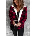 thumbnail image 2 of ABPHQTO Chaqueta De Mujer Con Botones De Felpa Con Estampado De Cuadros Rojos, 2 of 5