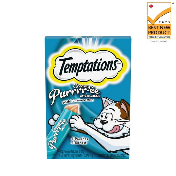 Gâteries pour chats adultes Temptations Purée Crémeuse avec thon 4x12 g
