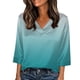 thumbnail image 2 of Xuyuer Women's Holiday Floral Print V-Neck 3/4 Sleeve Casual Loose Shirt, 2 of 5