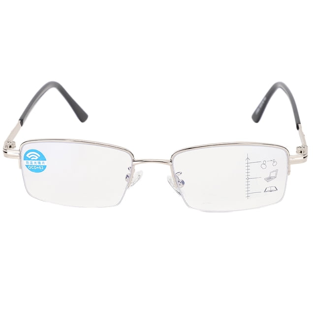 Anteojos de lectura con filtro de luz azul con tinte plateado para aliviar la fatiga multifocal, protección UV 400
