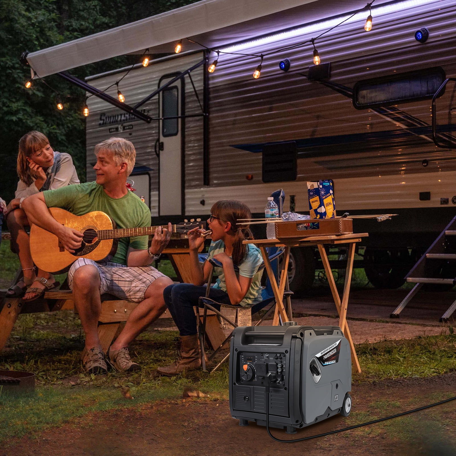 Generator for Camping, 4000 Watt Inverter Generator PortableRV Generator Super Quiet Generator with COgrey