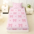 thumbnail image 3 of Manfei Girly Pink Bowknot Twin Sheet Sets For Kids,Dreamy Princess Style Aesthetic Bedding,3 Pieces, 3 of 6